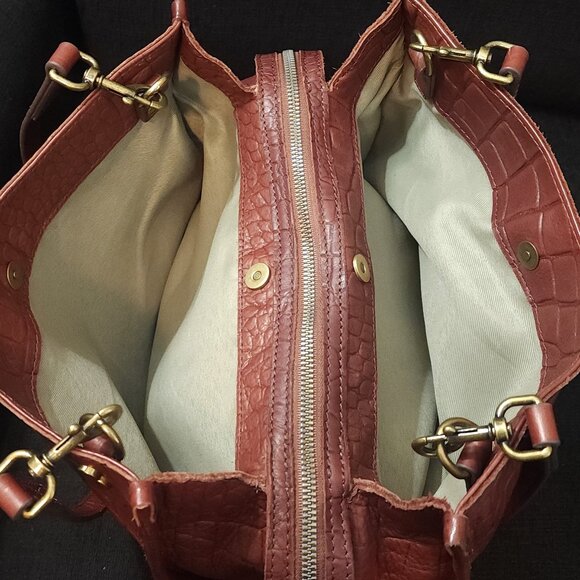 American Leather Co. Lenox Triple Entry Brown Leather Satchel - Picture 7 of 10